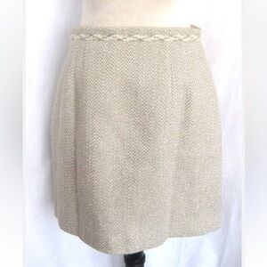 Ann Taylor Cream Textured A-Line Skirt